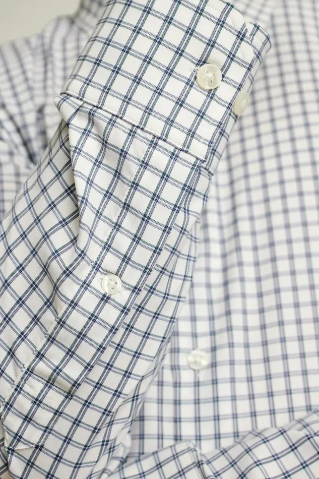 Men Tech Button Down Shirt Navy White Plaid Bonobos Business Casual Shirts