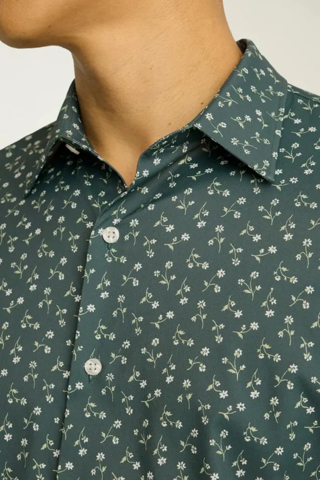 Men Tech Button Down Shirt Smoky Blue Garden Bonobos Casual Shirts