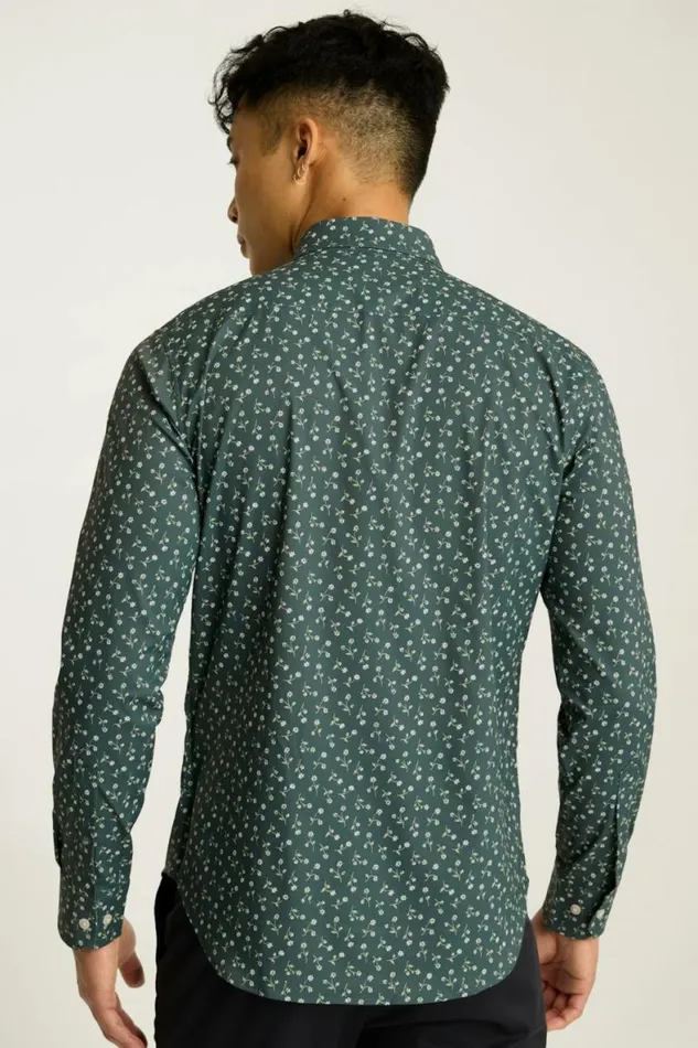 Men Tech Button Down Shirt Smoky Blue Garden Bonobos Casual Shirts