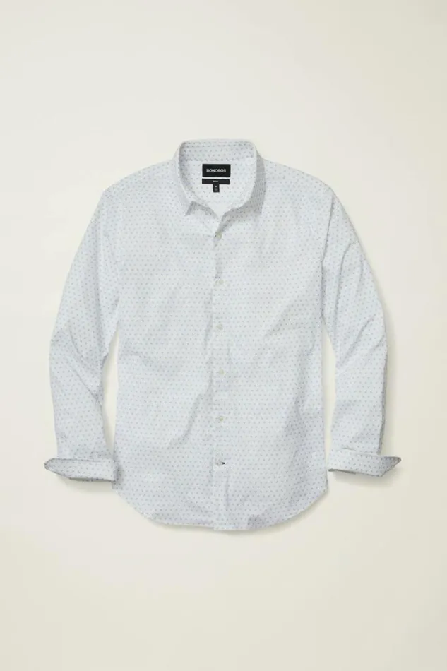 Men Tech Button Down Shirt White Lake Geo Bonobos Business Casual Shirts