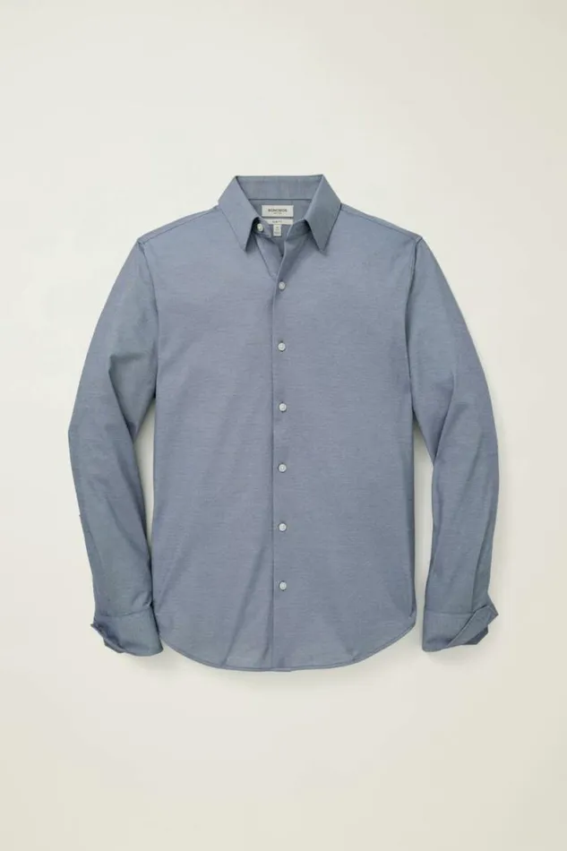 Men Tech Pique Button Down Shirt Navy Texture Bonobos Casual Shirts