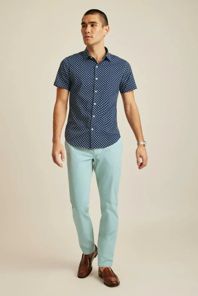 Men Tech Short Sleeve Shirt Navy Hazy Daisies Bonobos Short Sleeve Shirts