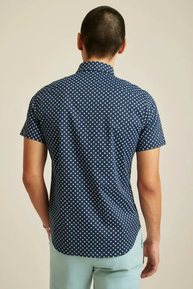 Men Tech Short Sleeve Shirt Navy Hazy Daisies Bonobos Short Sleeve Shirts