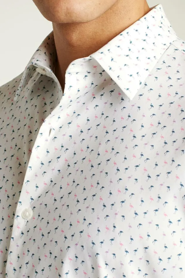 Men Tech Short Sleeve Shirt Pink And Blue Flamingo Phil Bonobos Short Sleeve Shirts