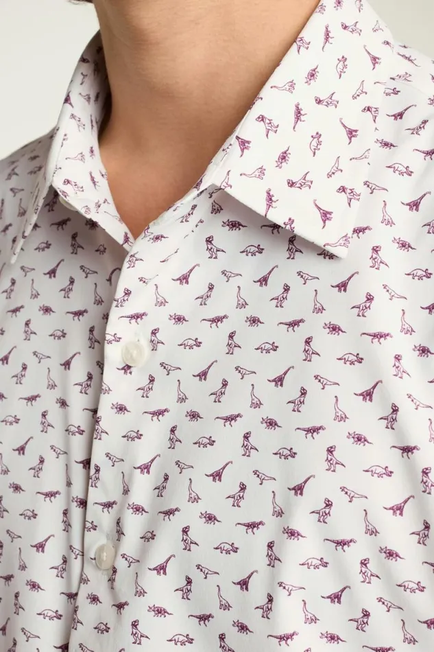 Men Tech Short Sleeve Shirt White Dino 3d Glasses Bonobos Short Sleeve Shirts