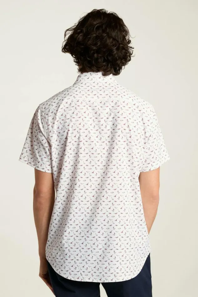 Men Tech Short Sleeve Shirt White Dino 3d Glasses Bonobos Short Sleeve Shirts