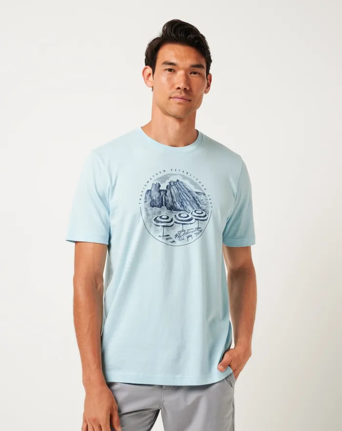 Men Tees TravisMathew INTERNATIONAL TRAVEL TEE Cory Blue