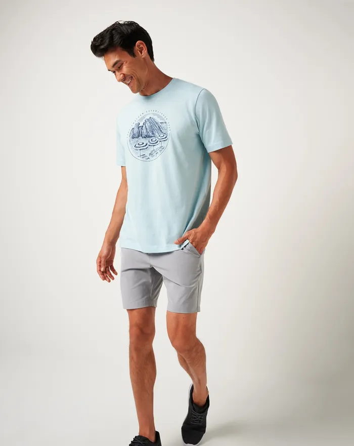 Men Tees TravisMathew INTERNATIONAL TRAVEL TEE Cory Blue