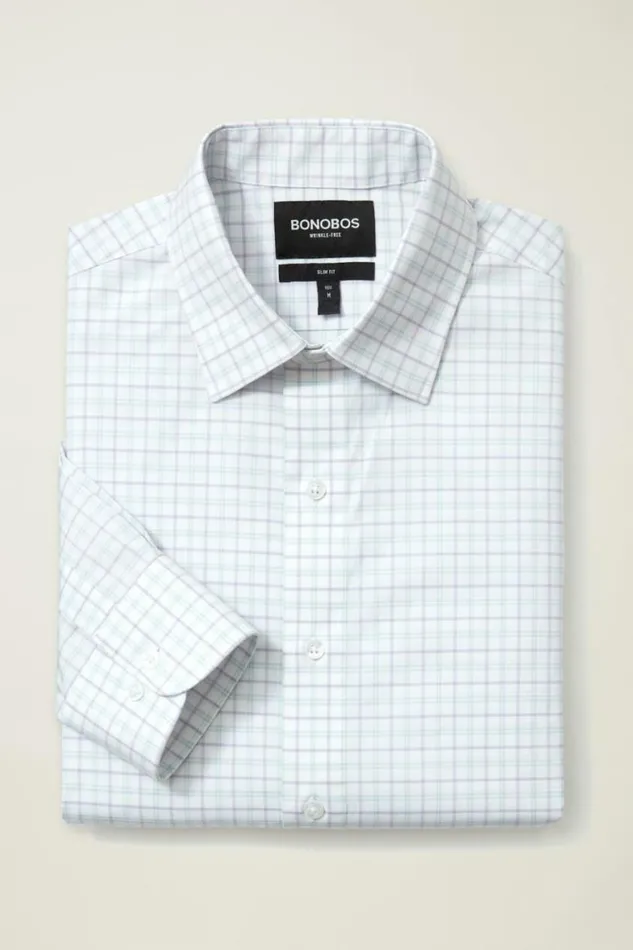 Men The Desk To Dinner Shirt Lilac Blue Plaid Bonobos Business Casual Shirts