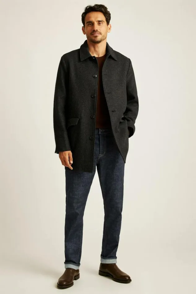 Men The Italian Wool Car Coat Charcoal Bonobos Jackets and Coats