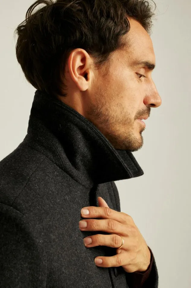 Men The Italian Wool Car Coat Charcoal Bonobos Jackets and Coats