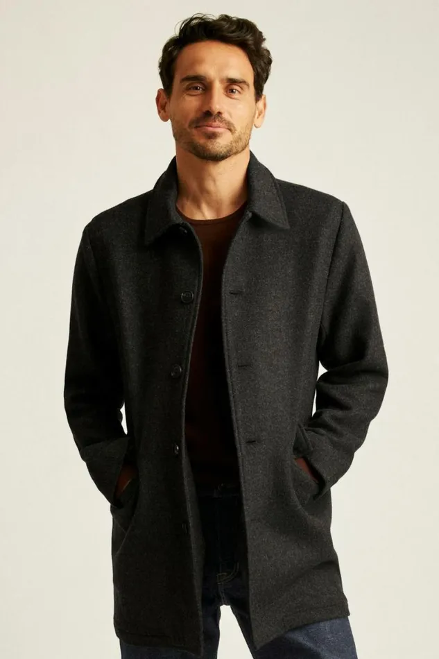 Men The Italian Wool Car Coat Charcoal Bonobos Jackets and Coats