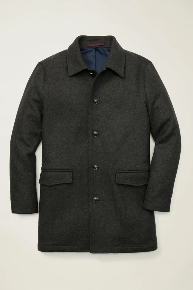 Men The Italian Wool Car Coat Charcoal Bonobos Jackets and Coats