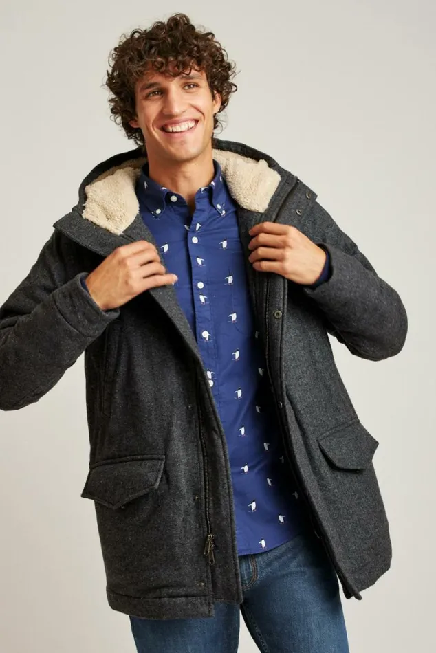 Men The Italian Wool Expedition Parka Heathered Grey Bonobos Jackets and Coats