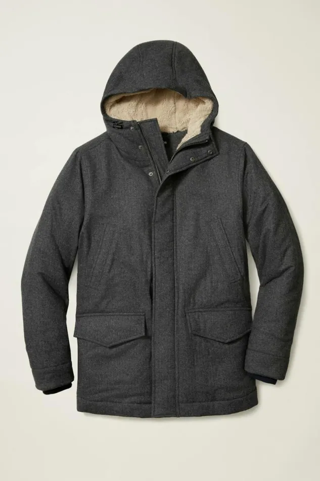 Men The Italian Wool Expedition Parka Heathered Grey Bonobos Jackets and Coats