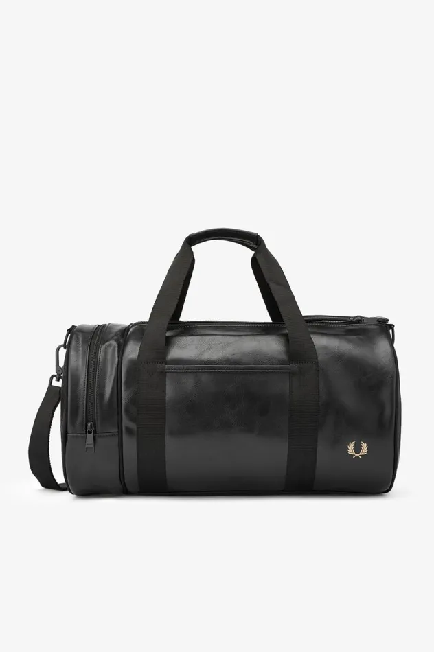 Men Tonal PU Barrel Bag Black Fred Perry Bags