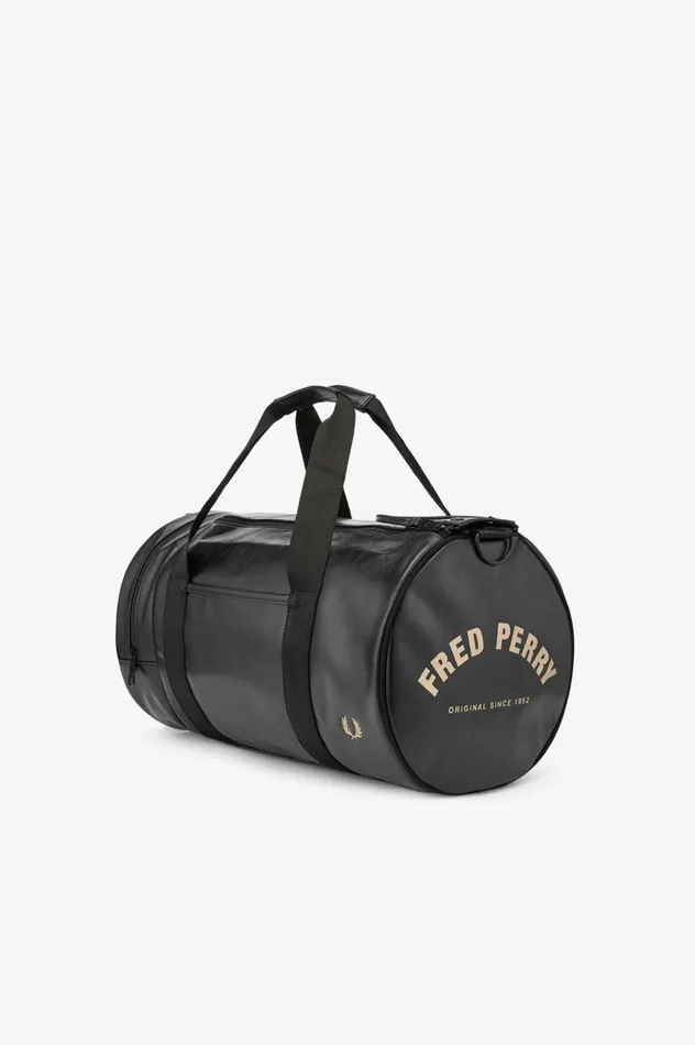 Men Tonal PU Barrel Bag Black Fred Perry Bags