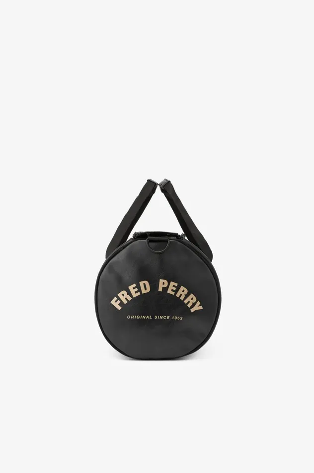 Men Tonal PU Barrel Bag Black Fred Perry Bags