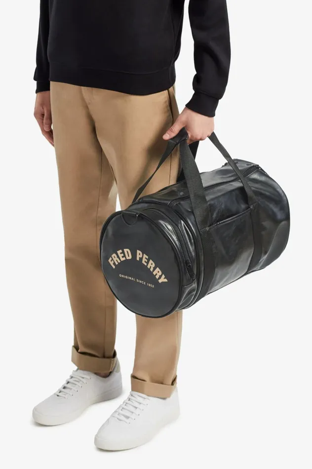 Men Tonal PU Barrel Bag Black Fred Perry Bags