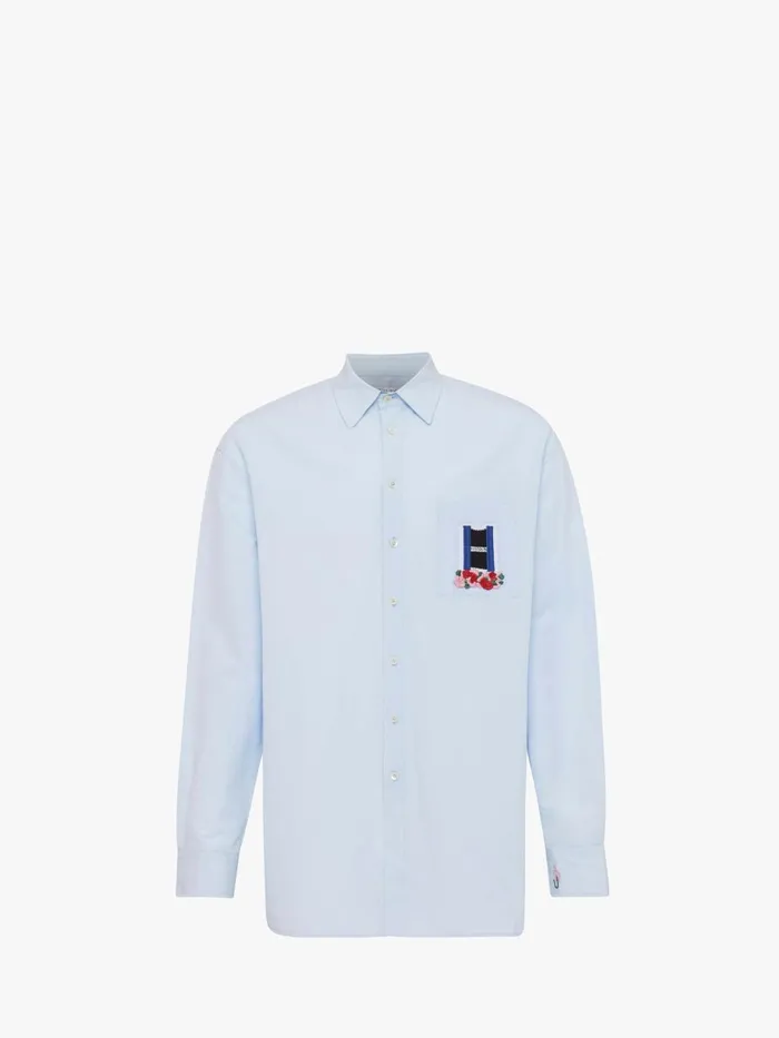 Men Tops and Shirts JW Anderson 039WINDOW039 EMBROIDERED SHIRT Light Blue