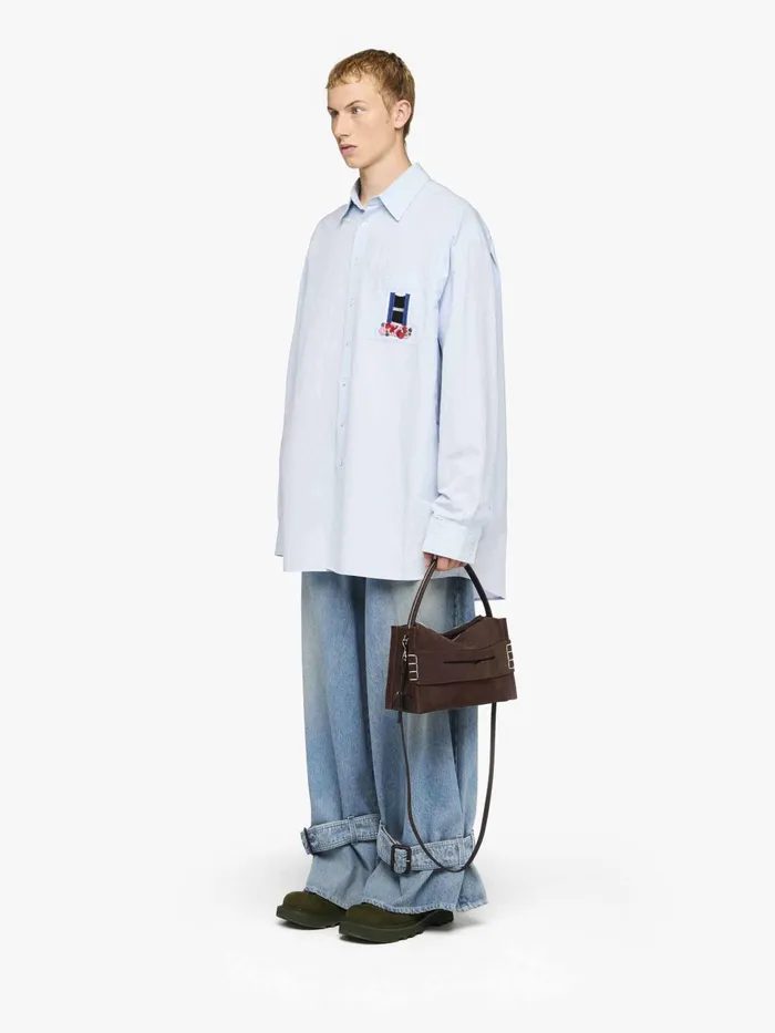 Men Tops and Shirts JW Anderson 039WINDOW039 EMBROIDERED SHIRT Light Blue Men Tops and Shirts JW Anderson 039WINDOW039 EMBROIDERED SHIRT Light Blue