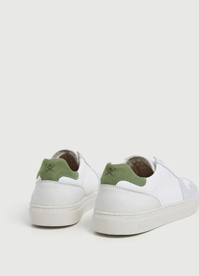 Men Trainers Hackett London Leather And Suede Casual Trainers Factory White
