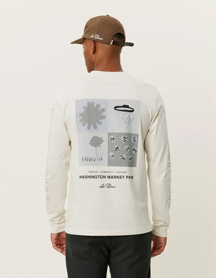 Men Tribeca LS TShirt 8211 Ivory Les Deux Tshirts
