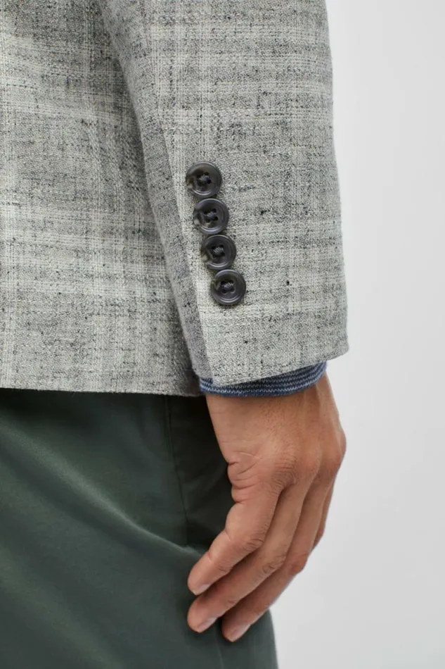 Men Unconstructed Italian Linen Blazer Light Grey Plaid Bonobos Blazers and Sport Coats