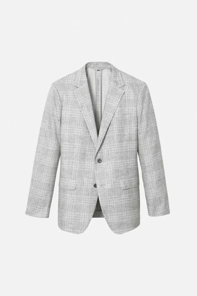 Men Unconstructed Italian Linen Blazer Light Grey Plaid Bonobos Blazers and Sport Coats