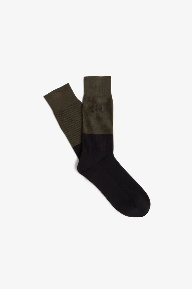 Men Waffle Knit Socks Field Greenblack Fred Perry Accessories