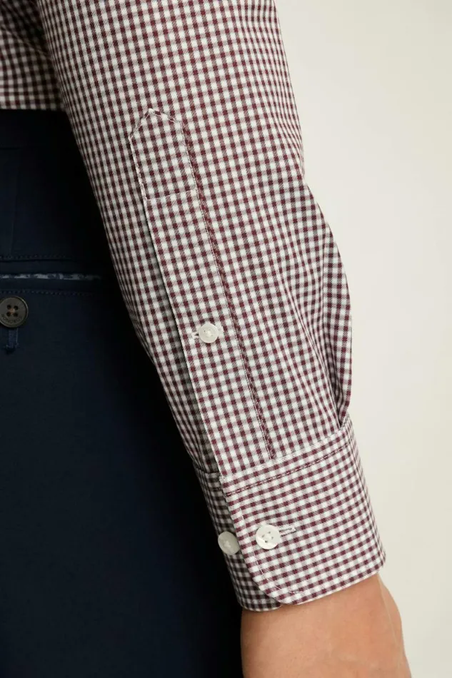 Men Weekday Warrior Dress Shirt Burgundy Plaid Bonobos Business Casual Shirts