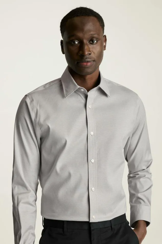 Men Weekday Warrior Dress Shirt Grey White Puppytooth Bonobos Business Casual Shirts