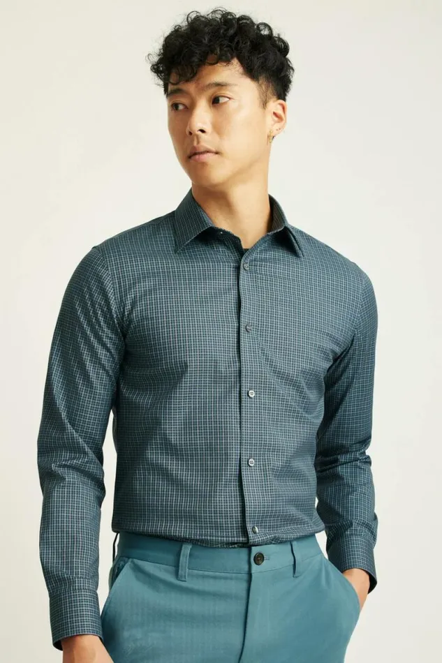 Men Weekday Warrior Dress Shirt Navy Plaid Bonobos Business Casual Shirts