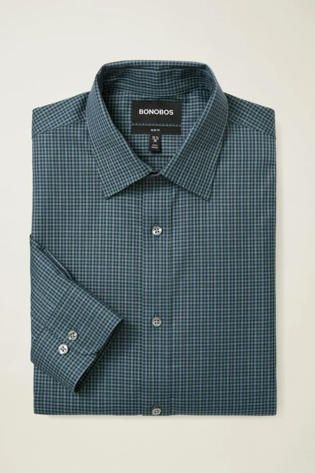 Men Weekday Warrior Dress Shirt Navy Plaid Bonobos Business Casual Shirts