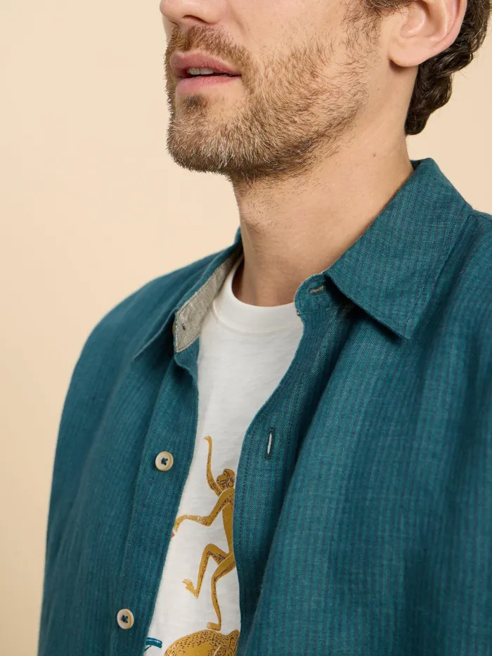 Men White Stuff Clothing Pembroke SS Linen Stripe Shirt Men White Stuff Clothing Pembroke SS Linen Stripe Shirt