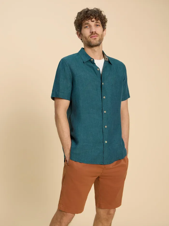 Men White Stuff Clothing Pembroke SS Linen Stripe Shirt Men White Stuff Clothing Pembroke SS Linen Stripe Shirt