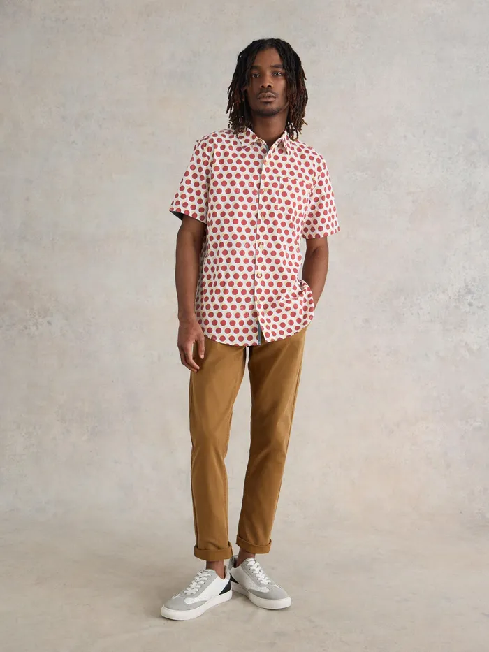 Men White Stuff Clothing Retro Spot Printed SS Shirt Men White Stuff Clothing Retro Spot Printed SS Shirt