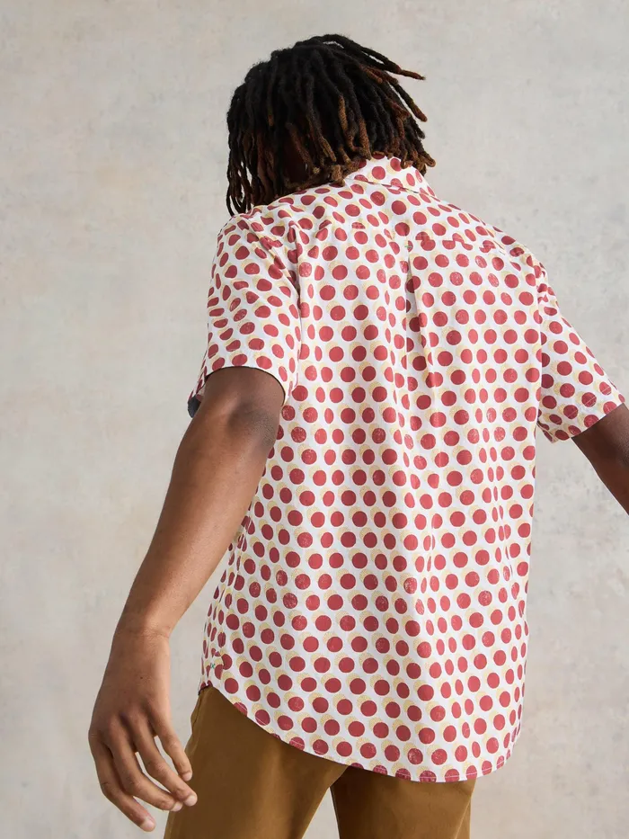 Men White Stuff Clothing Retro Spot Printed SS Shirt Men White Stuff Clothing Retro Spot Printed SS Shirt