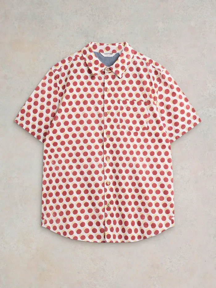 Men White Stuff Clothing Retro Spot Printed SS Shirt Men White Stuff Clothing Retro Spot Printed SS Shirt