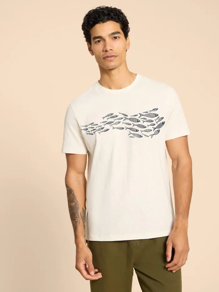 Men White Stuff Clothing Shoal Fish Graphic Tee Men White Stuff Clothing Shoal Fish Graphic Tee