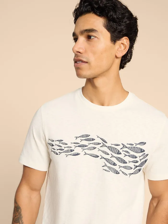Men White Stuff Clothing Shoal Fish Graphic Tee Men White Stuff Clothing Shoal Fish Graphic Tee