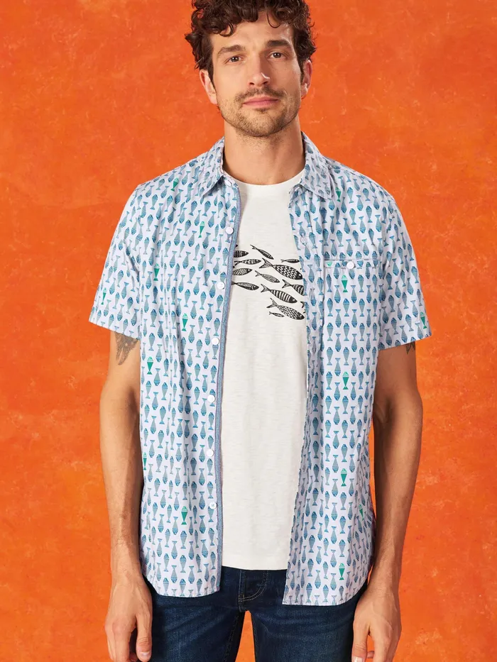 Men White Stuff Clothing Shoal Fish Graphic Tee Men White Stuff Clothing Shoal Fish Graphic Tee