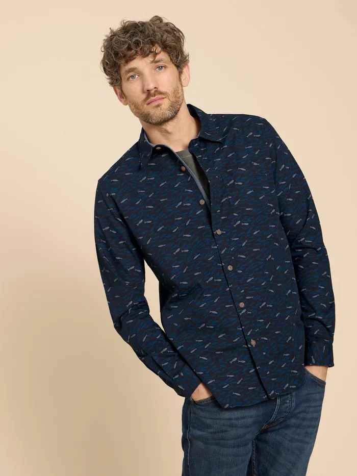 Men White Stuff Clothing Shoal Printed LS Shirt