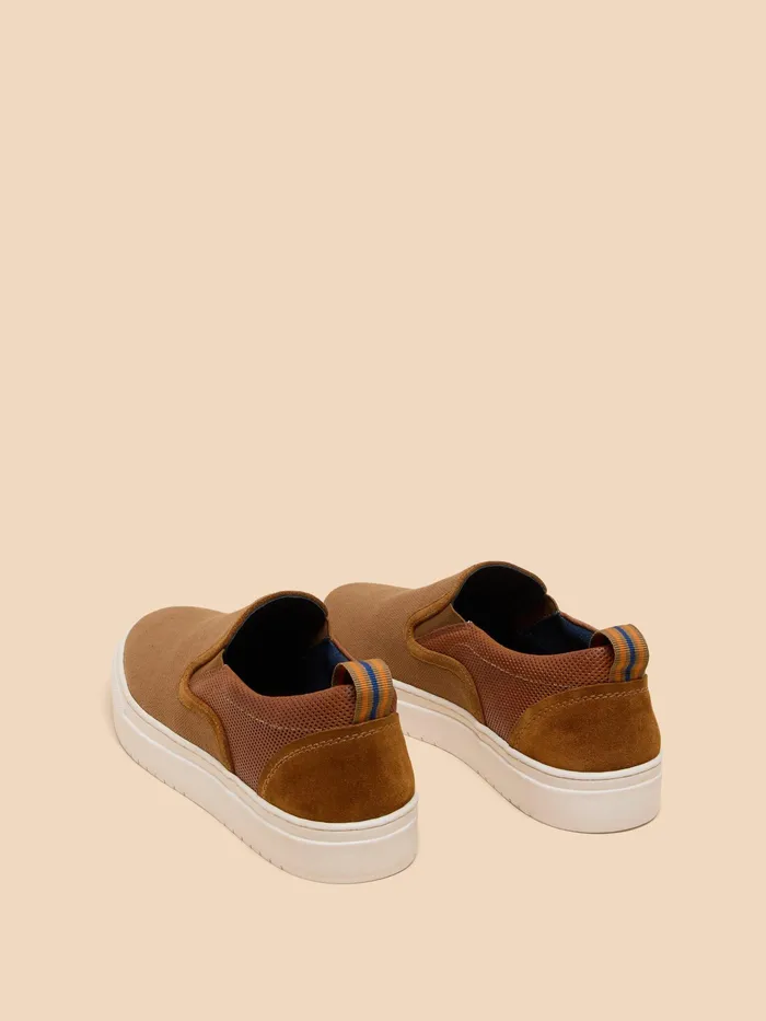 Men White Stuff Footwear Canvas Leather Mix Slip On Men White Stuff Footwear Canvas Leather Mix Slip On