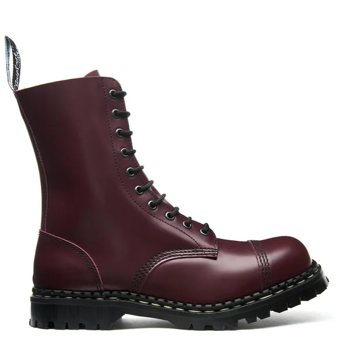 MenWomen Solovair Steel Toe Boots Oxblood HiShine 10 Eye Steel Toe Derby Boot