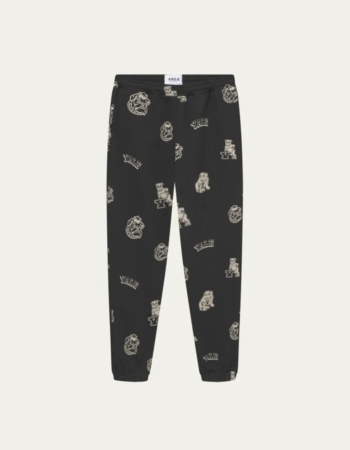 Men Yale AOP Logo Sweatpants 8211 BlackIvory Les Deux Pants