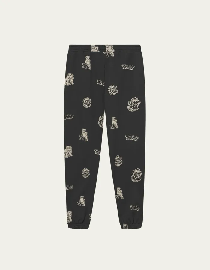 Men Yale AOP Logo Sweatpants 8211 BlackIvory Les Deux Pants