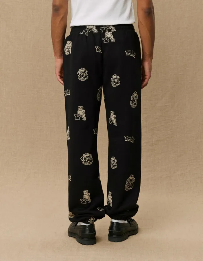 Men Yale AOP Logo Sweatpants 8211 BlackIvory Les Deux Pants
