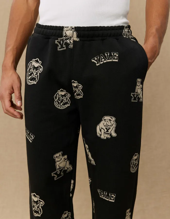 Men Yale AOP Logo Sweatpants 8211 BlackIvory Les Deux Pants