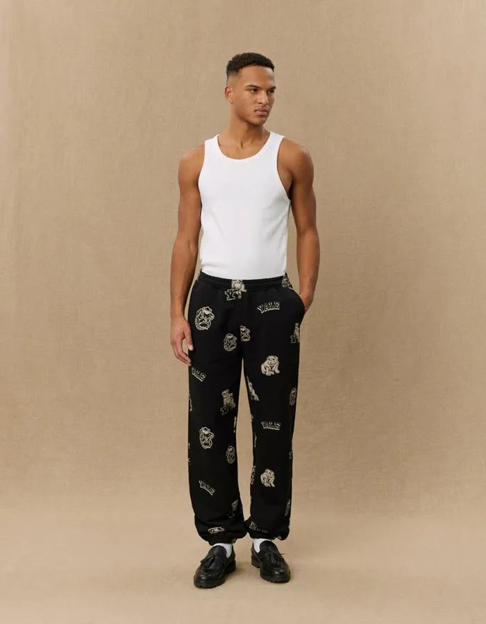 Men Yale AOP Logo Sweatpants 8211 BlackIvory Les Deux Pants